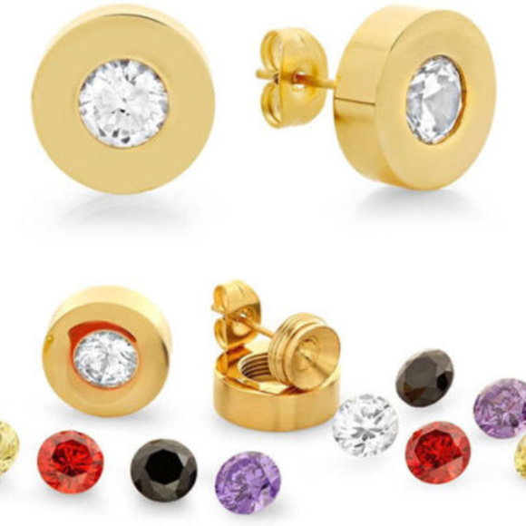18 Karat Gold on Sterling Jewelry - NWT earring set Interchangables stainless steel 18 Karat Gold on Sterling Jewelry - NWT earring set Interchangables stainless steel